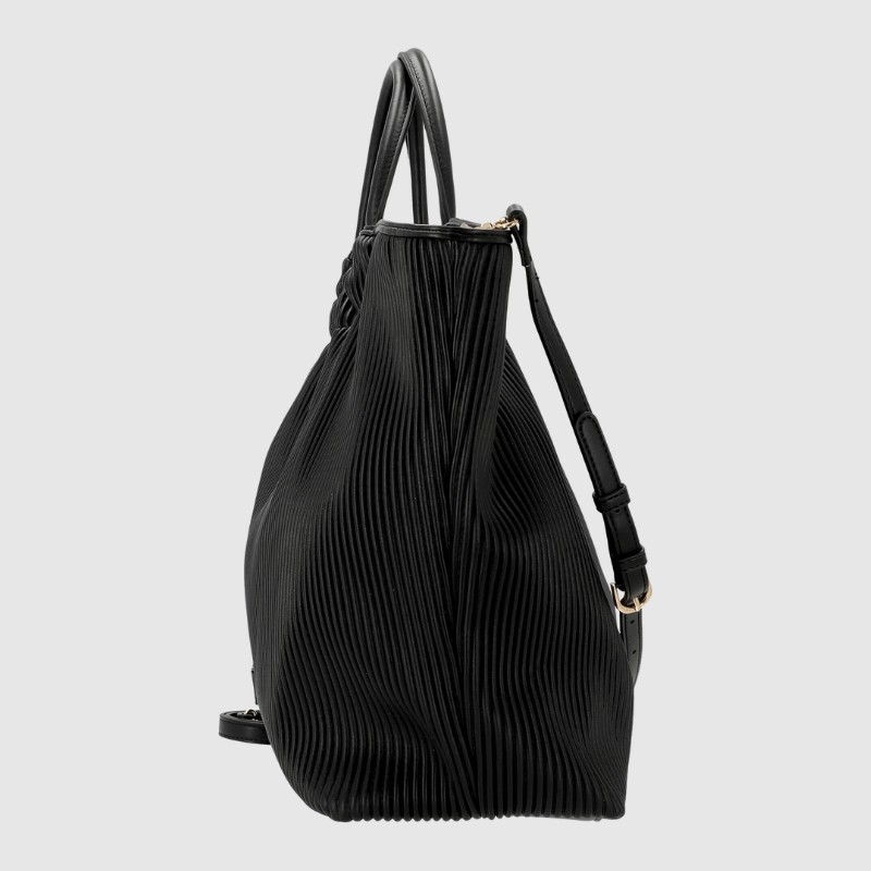 VALENTINO Велика чорна плісирована річкова сумка з чохлом