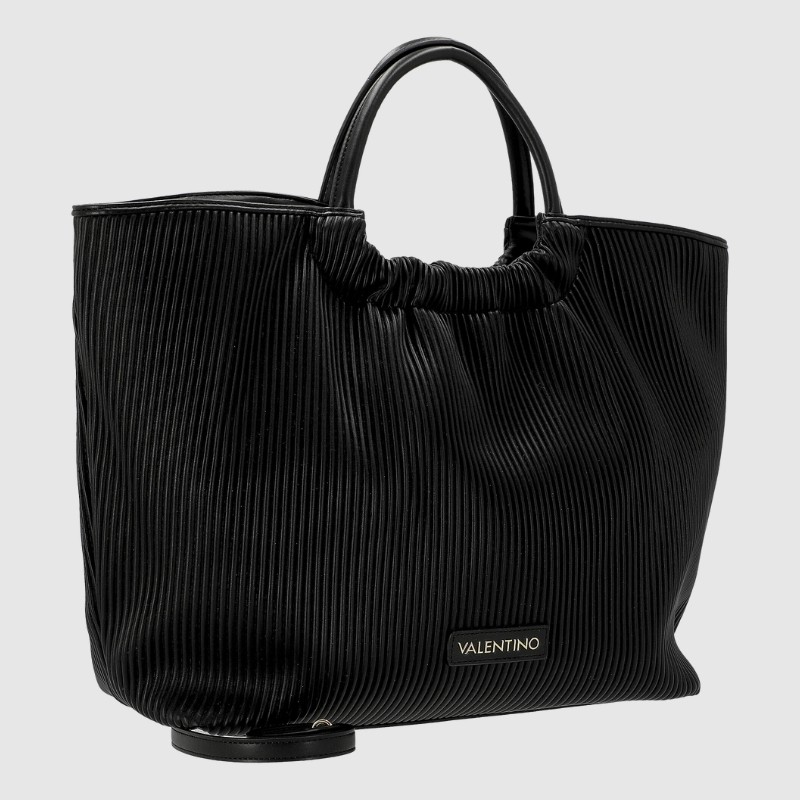 VALENTINO Велика чорна плісирована річкова сумка з чохлом
