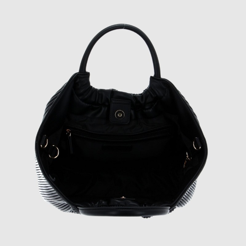 VALENTINO Czarna plisowana shopperka river re z saszetką