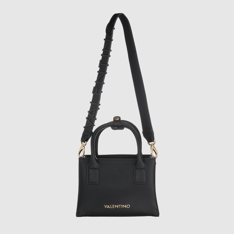 VALENTINO Czarna torebka o teksturze skóry seychelles shopping