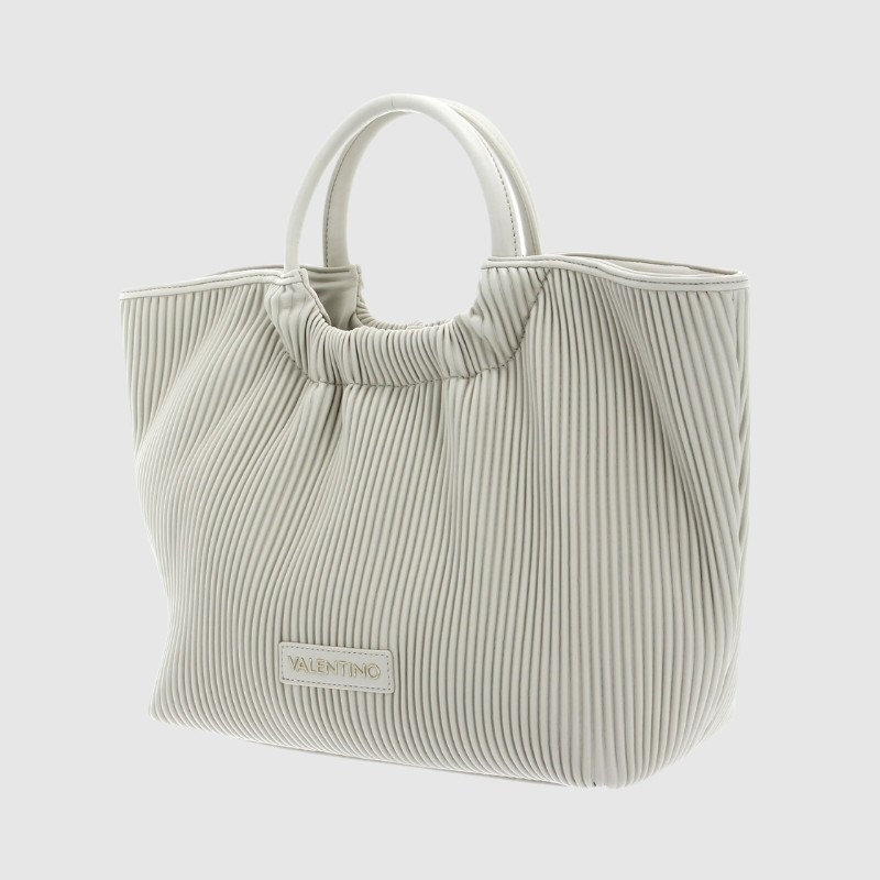 VALENTINO Кремовий плісирований річковий шоппер з мішечком