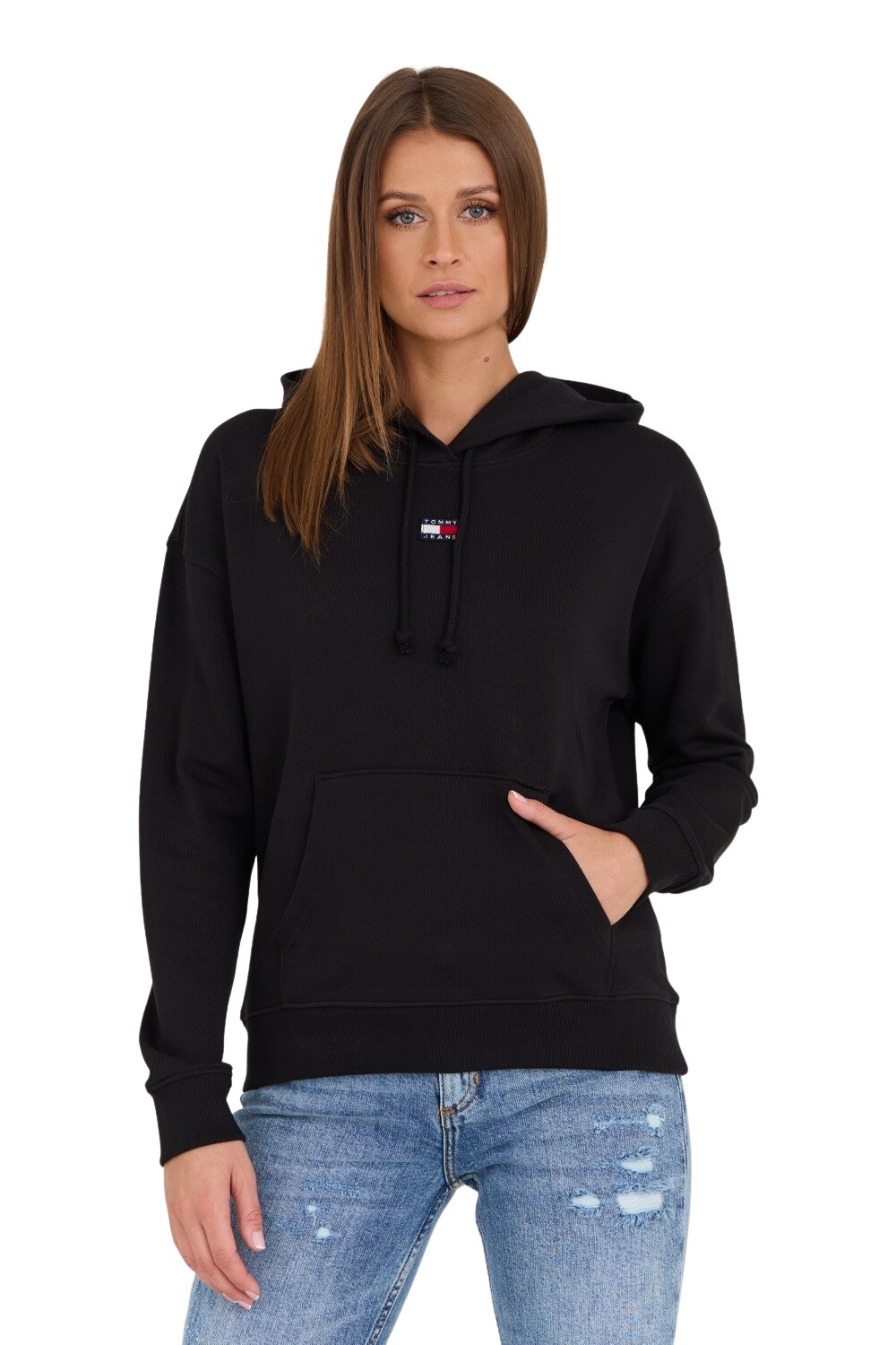 TOMMY JEANS Czarna damska bluza z kapturem