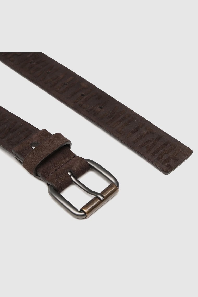 AERONAUTICA MILITARE Skórzany brązowy pasek męski z wypukłymi napisami