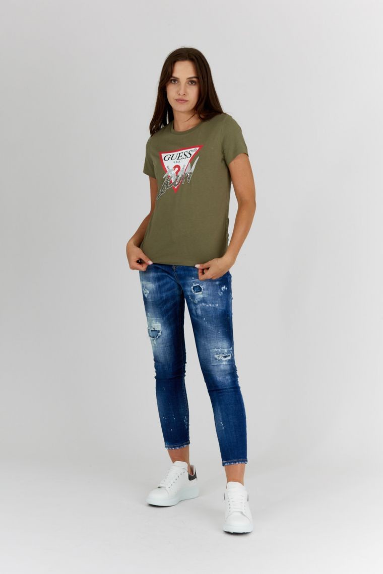GUESS Zielony t-shirt damski icon