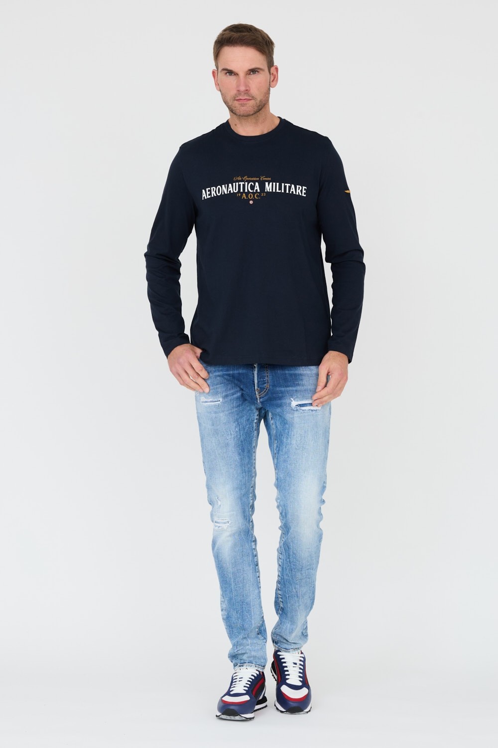 AERONAUTICA MILITARE Granatowy longsleeve A.O.C.