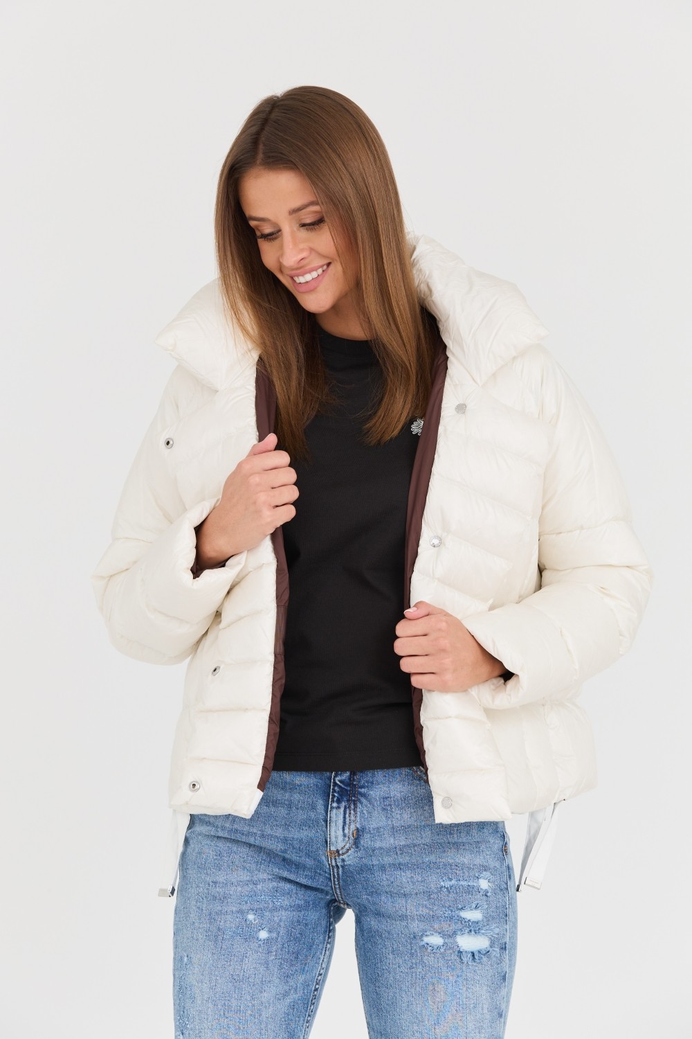 DIEGO M Biała kurtka