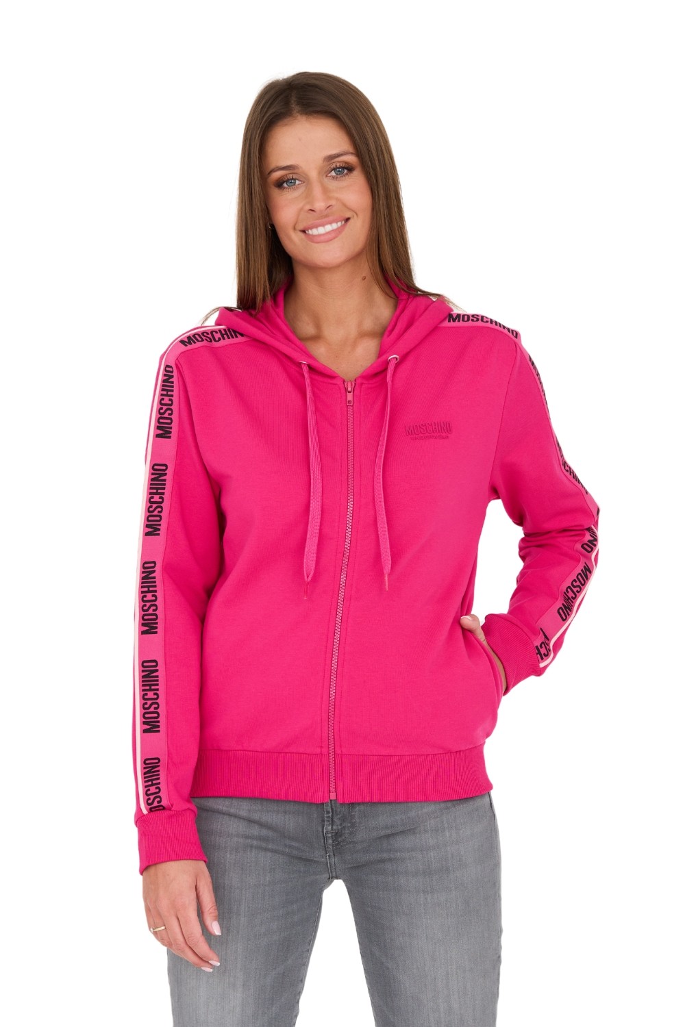 MOSCHINO Różowa bluza z lampasami