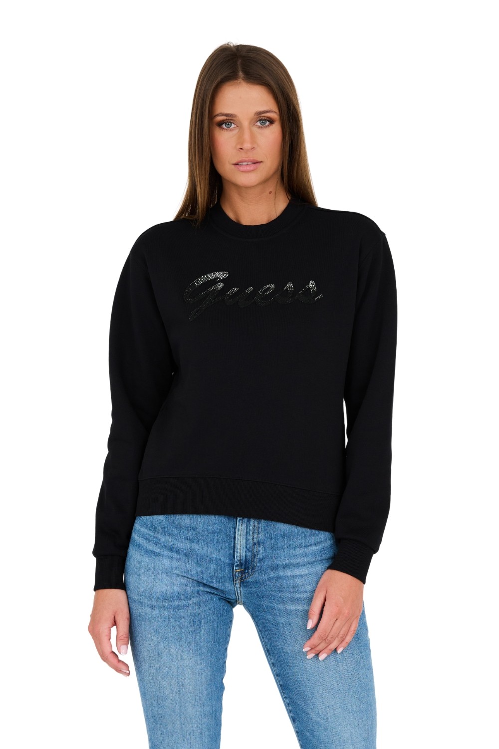GUESS Czarna bluza z cyrkoniami