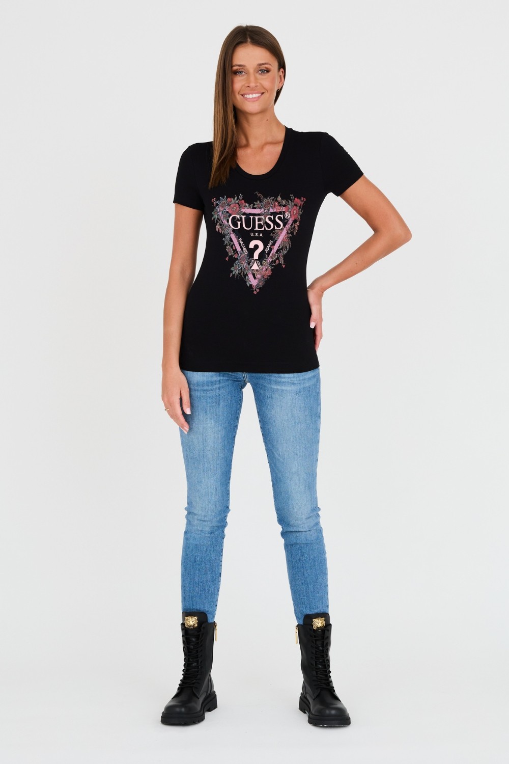 GUESS Czarny t-shirt z logo
