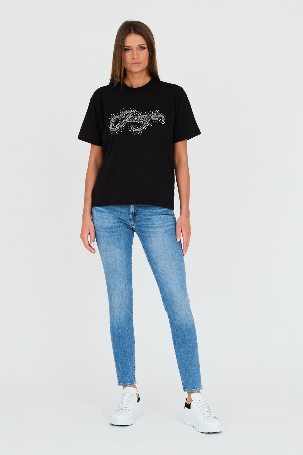 JUICY COUTURE Czarny t-shirt Boyfriend Scatter Diamante