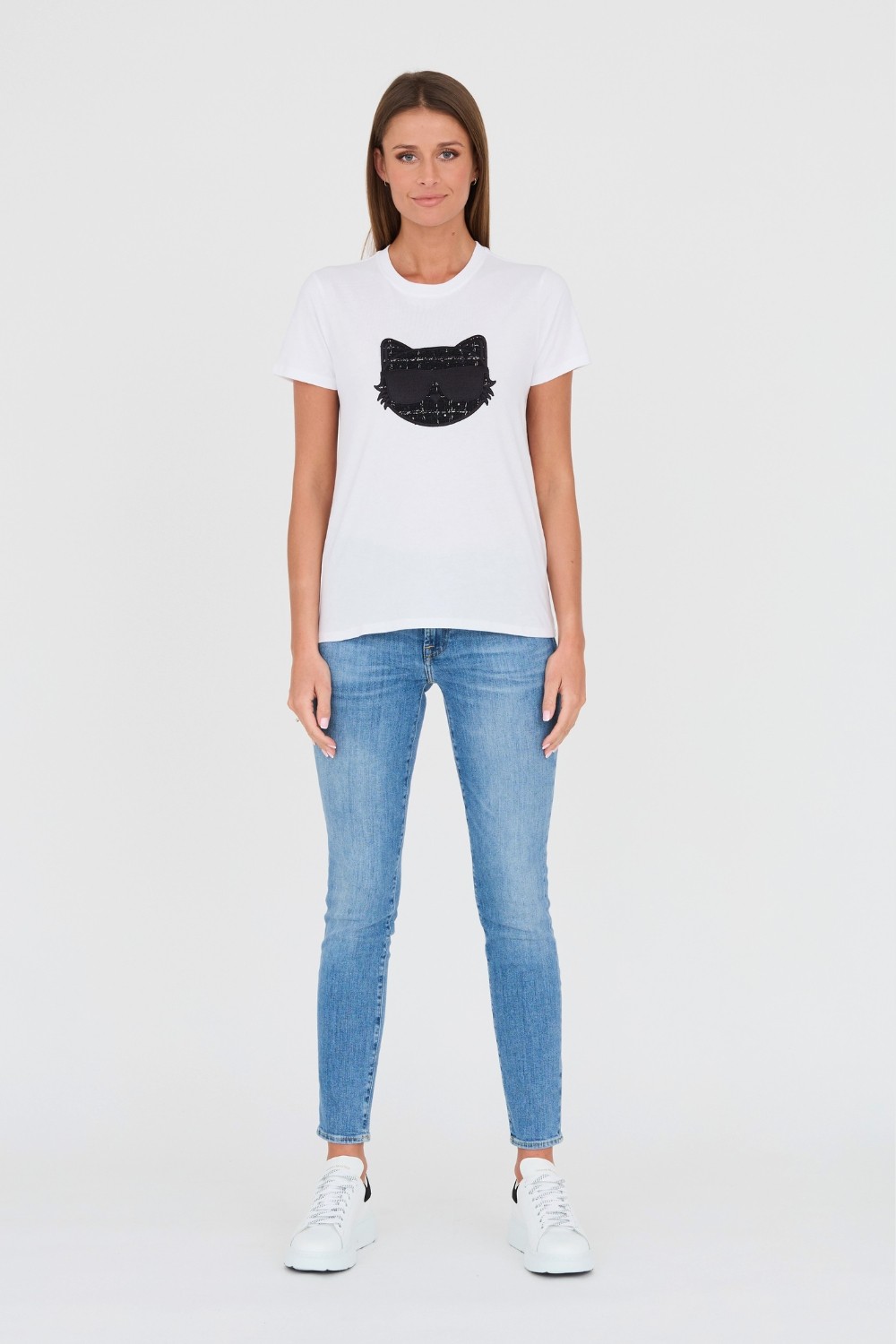 KARL LAGERFELD Biały t-shirt Boucle Choupette