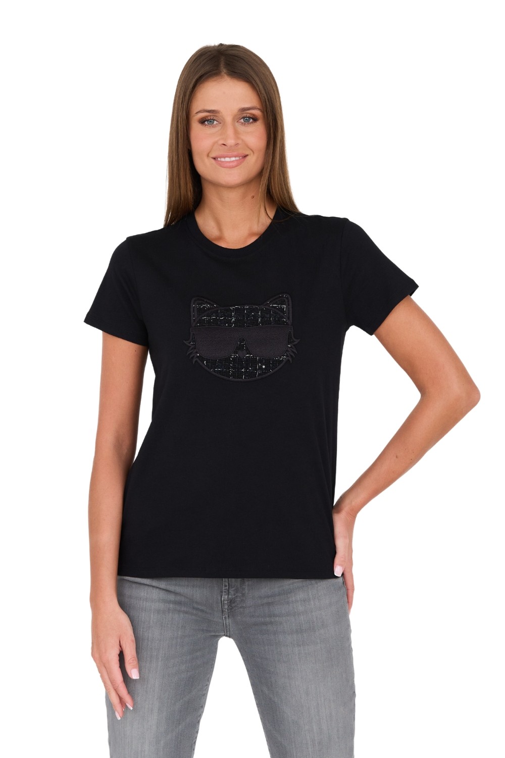 KARL LAGERFELD Czarny t-shirt Boucle Choupette