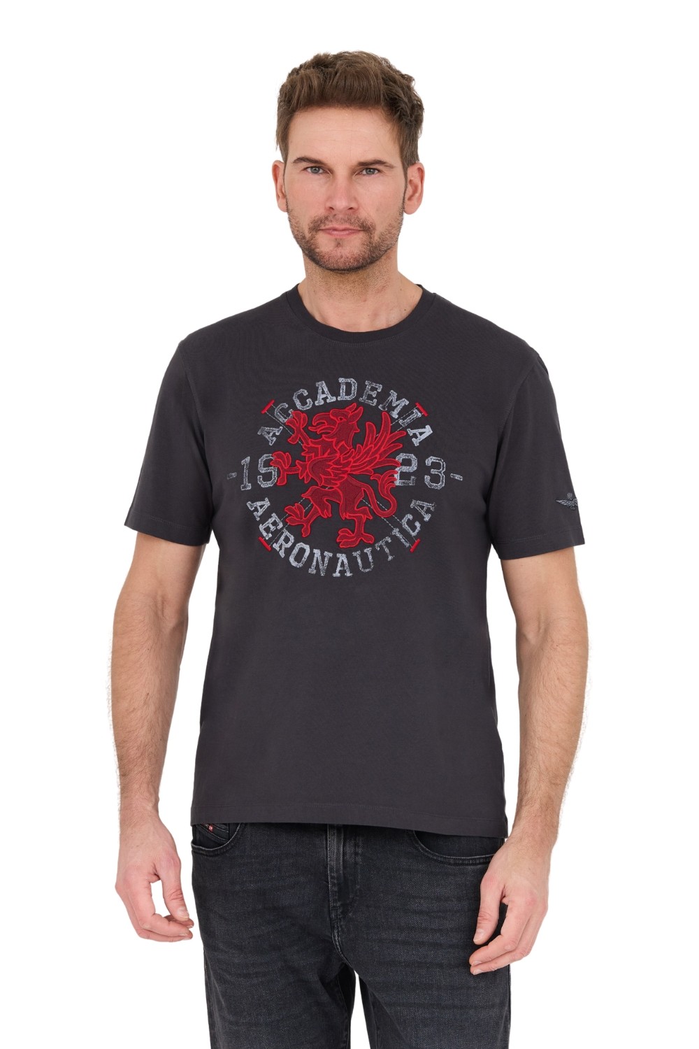 AERONAUTICA MILITARE Szary t-shirt M.C.