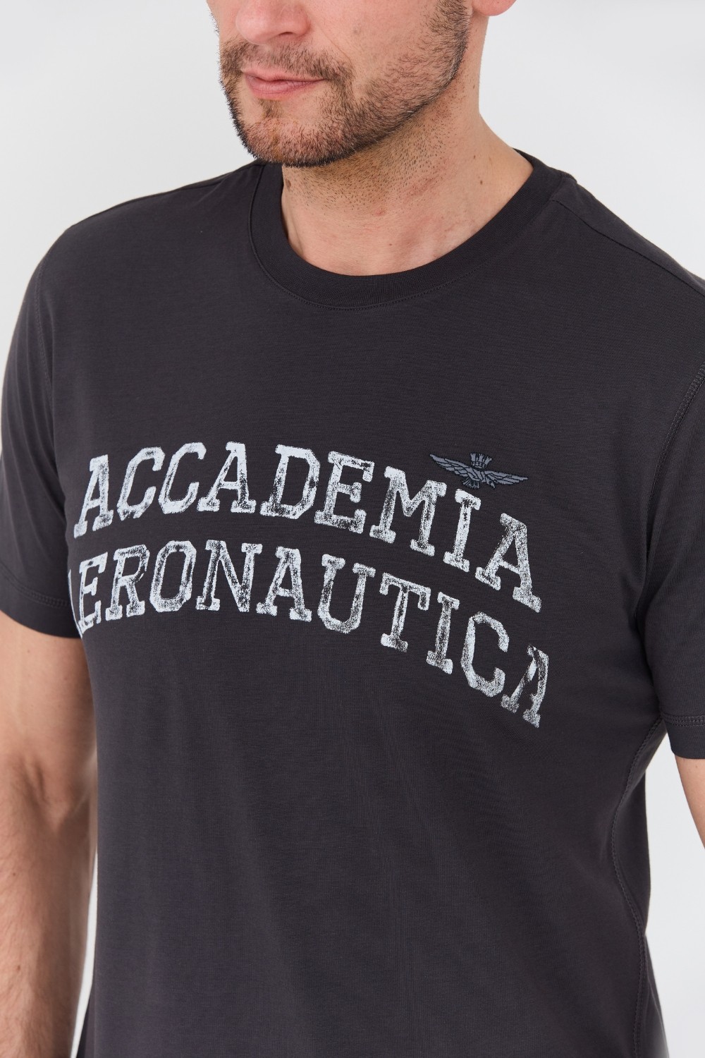 AERONAUTICA MILITARE Grafitowy t-shirt M.C.