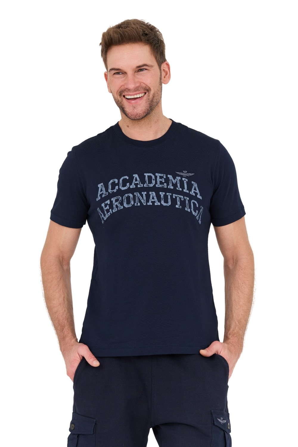 AERONAUTICA MILITARE Granatowy t-shirt M.C.