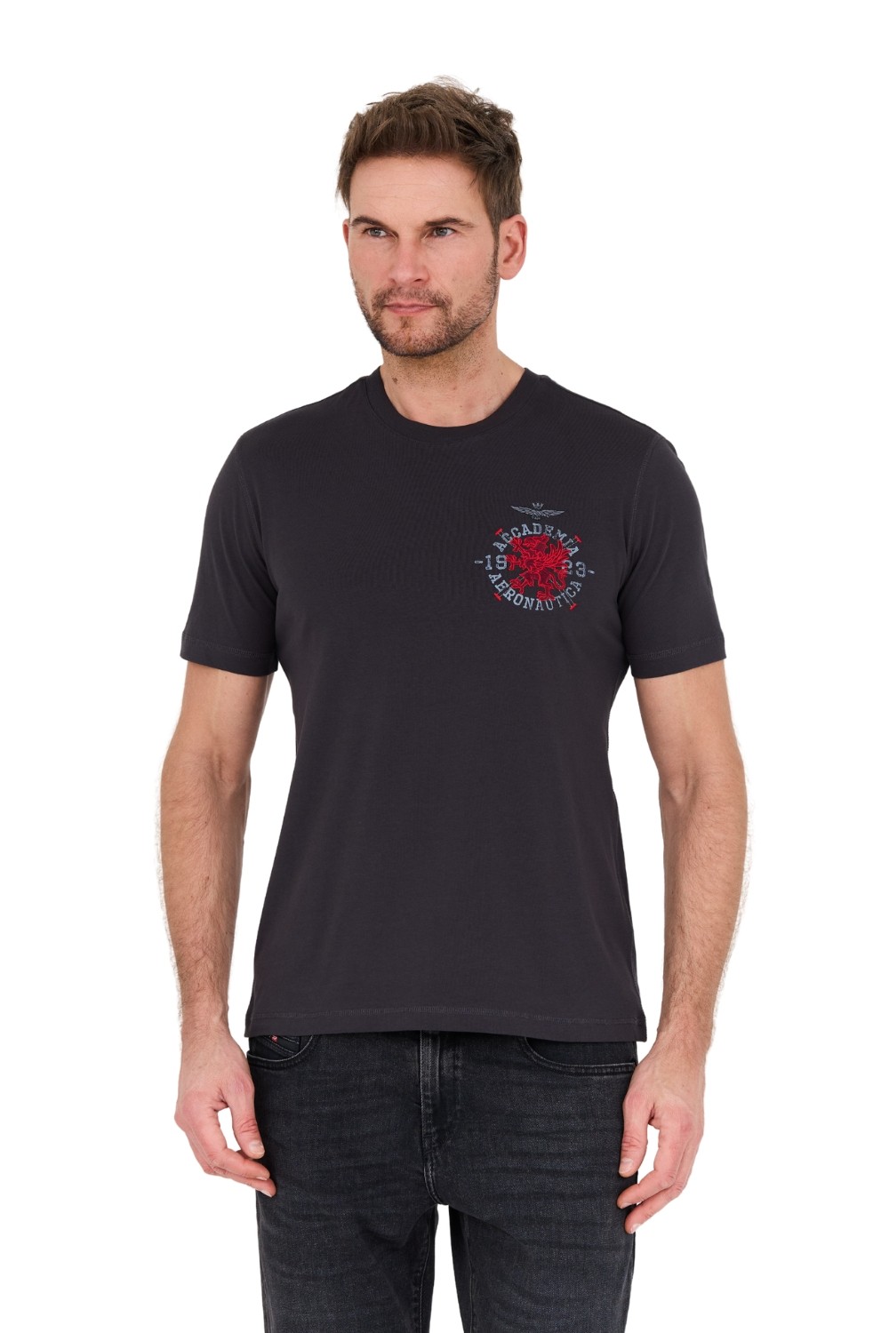 AERONAUTICA MILITARE Szary t-shirt M.C.
