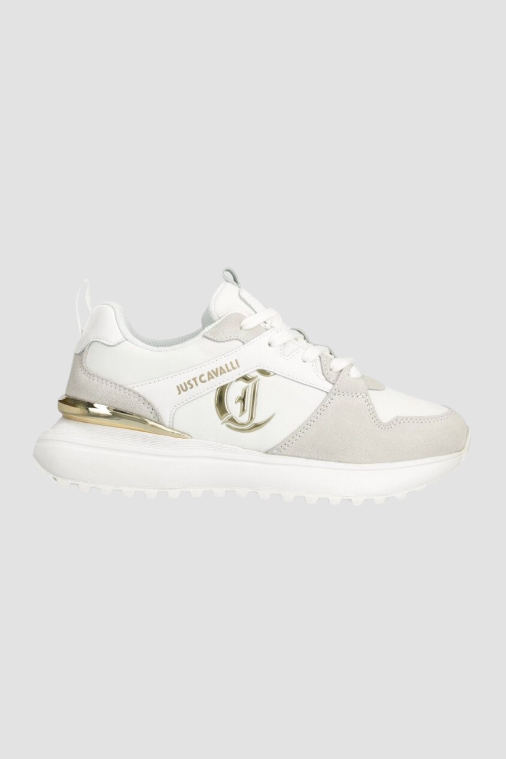 JUST CAVALLI Białe sneakersy Fondo Karina