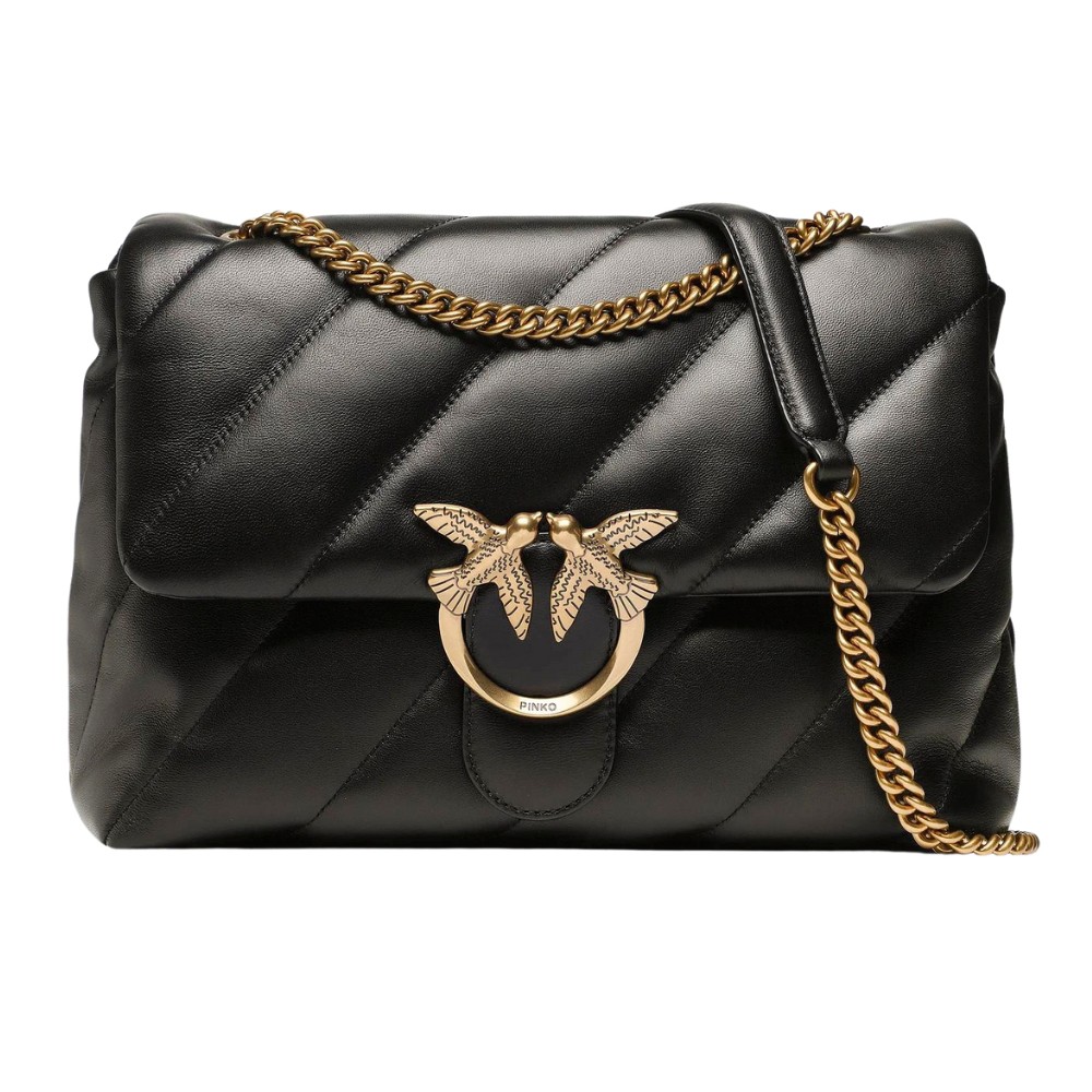 PINKO Czarna pikowana torebka Love Puff Big