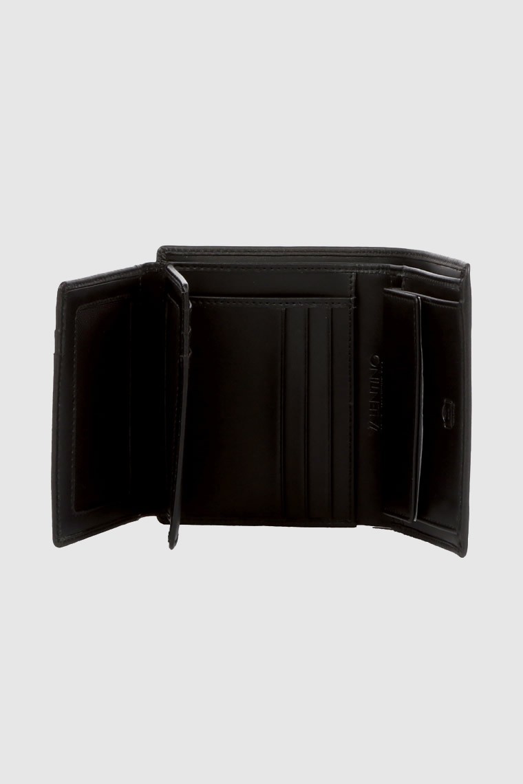 VALENTINO Pojemny skórzany czarny portfel męski hummus wallet