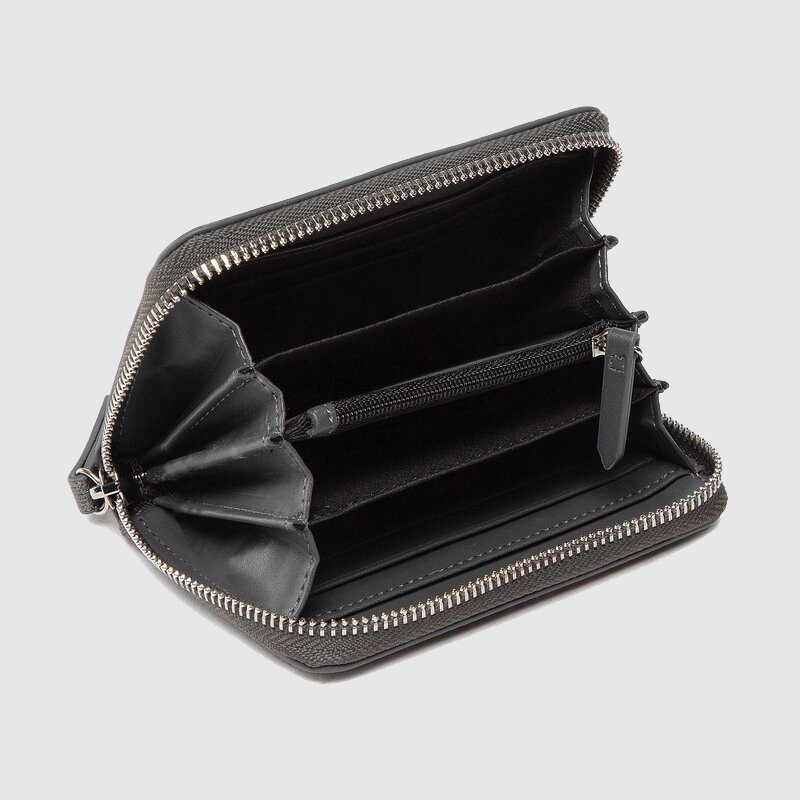 VALENTINO Zestaw ciemnosrebrny portfel damski z lusterkiem