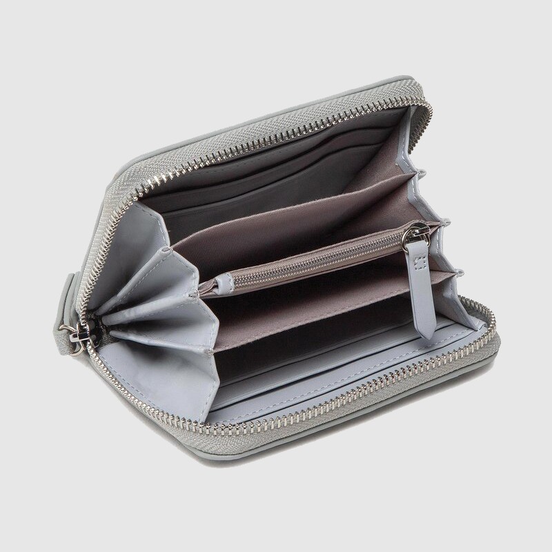 VALENTINO Zestaw srebrny portfel damski z lusterkiem