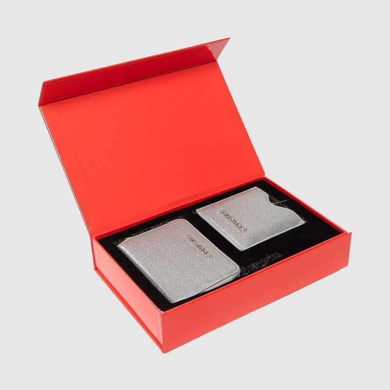 VALENTINO Zestaw srebrny portfel damski z lusterkiem