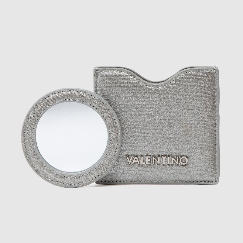 VALENTINO Zestaw srebrny portfel damski z lusterkiem
