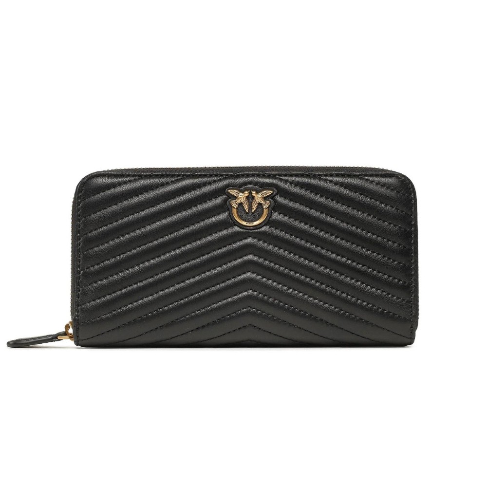 PINKO Czarny portfel pikowany Ryder Zip Around