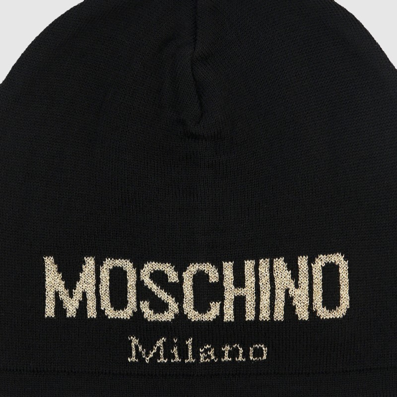 MOSCHINO Чорна жіноча кепка з золотим логотипом