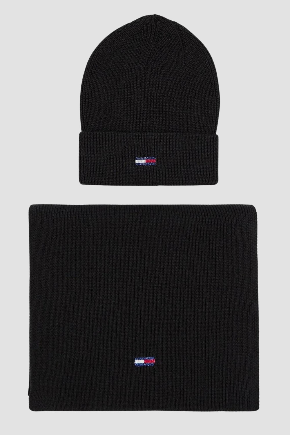 TOMMY JEANS Zestaw damski czarna czapka i szalik