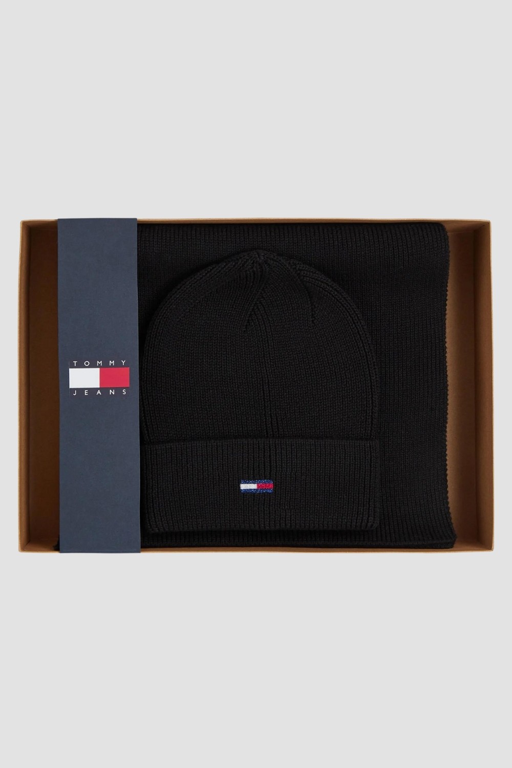 TOMMY JEANS Zestaw damski czarna czapka i szalik