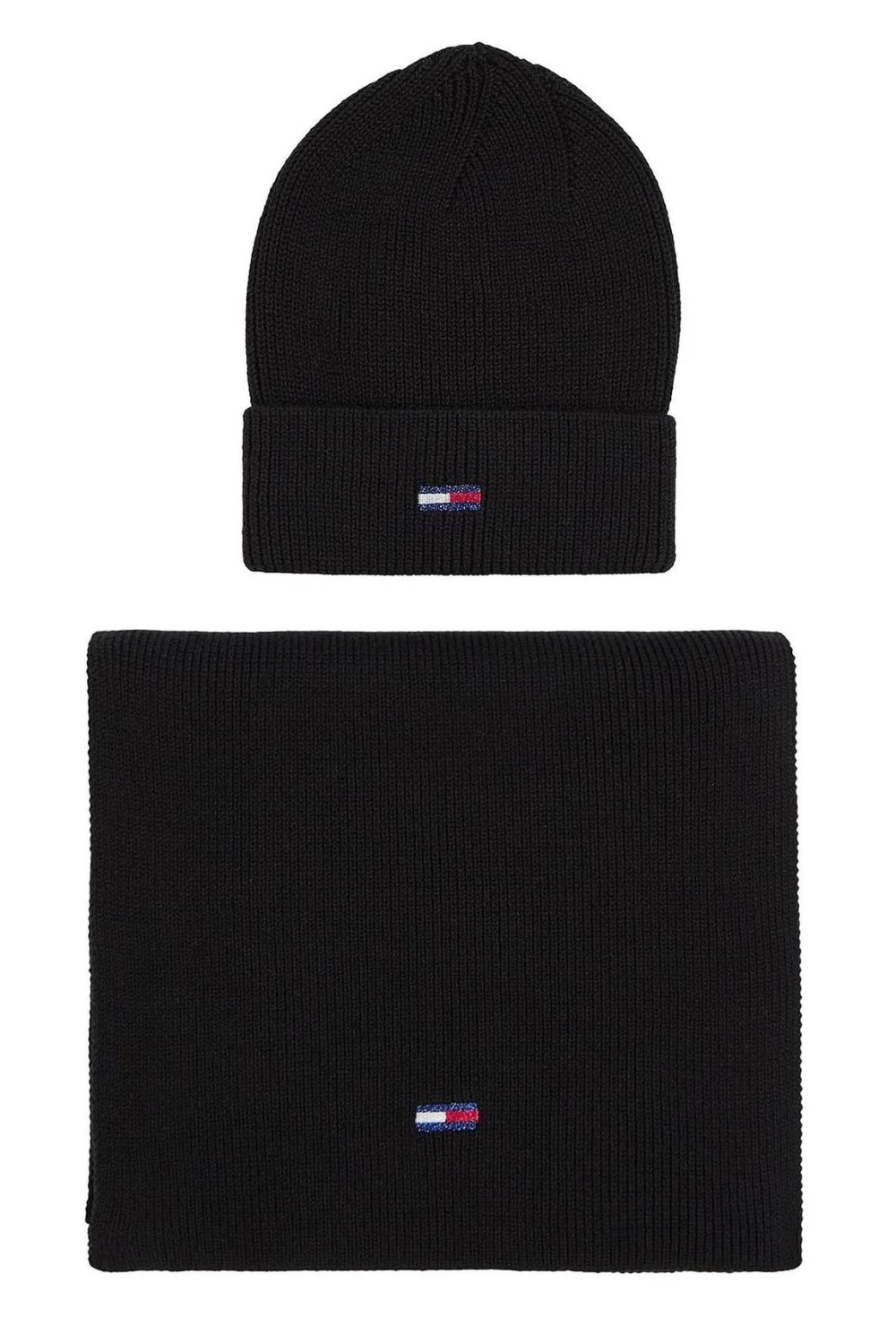 TOMMY JEANS Zestaw damski czarna czapka i szalik