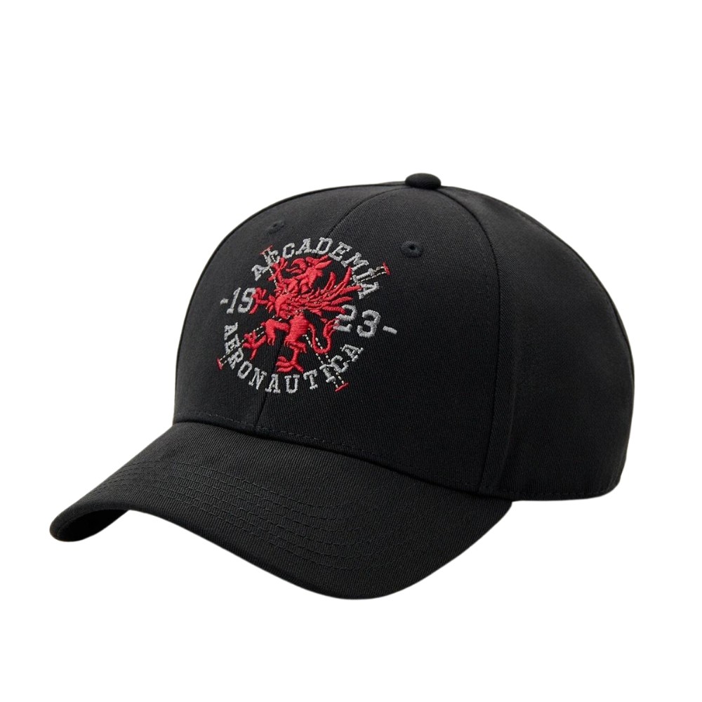 AERONAUTICA MILITARE Czarna czapka z haftowanym logo