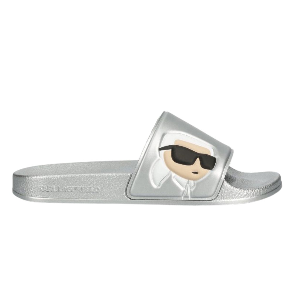 KARL LAGERFELD Srebrne klapki Kondo Karl Nft Slide