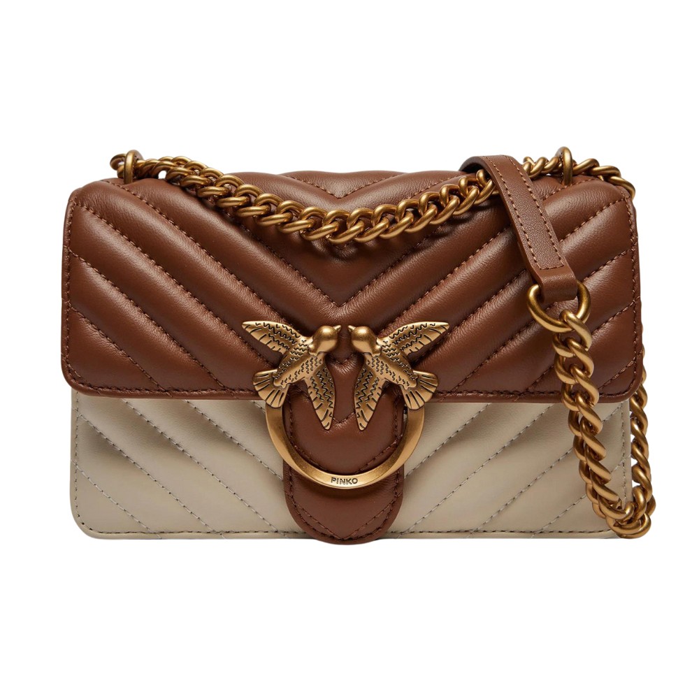 PINKO Brązowo-beżowa torebka Love One Mini CL