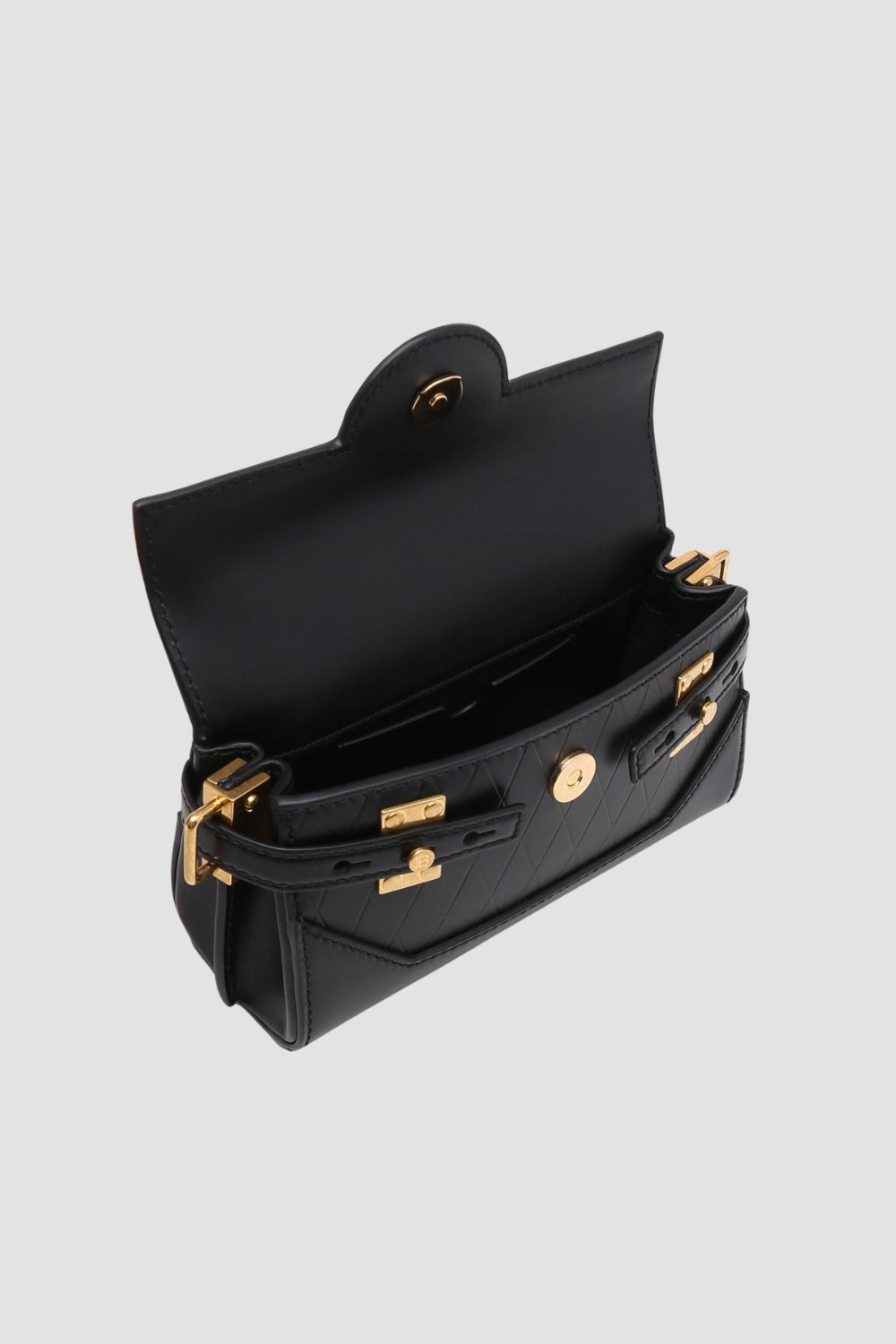 BALMAIN Czarna torebka B-buzz 19-Cuir Embossed Grille