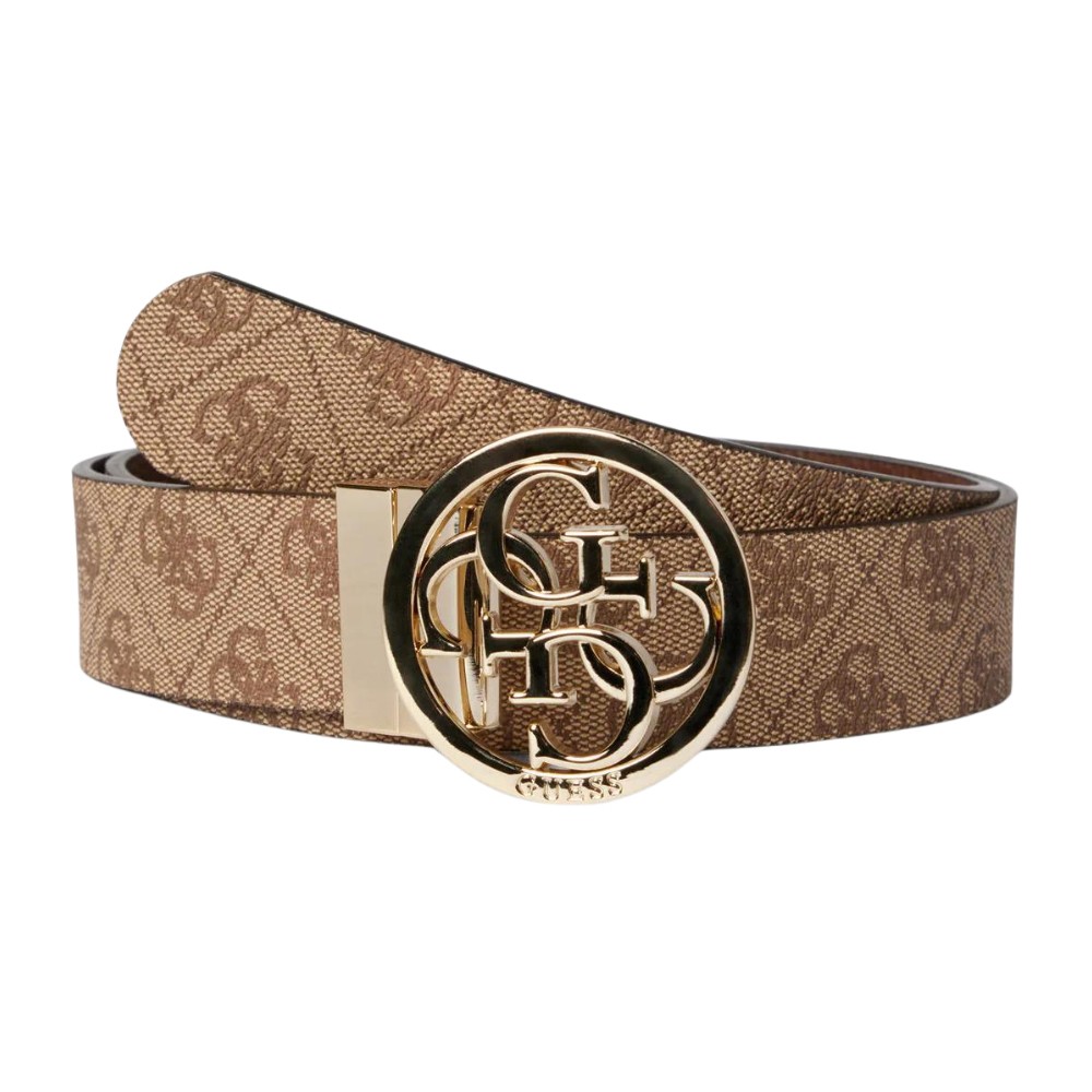 GUESS Brązowy dwustronny pasek Noelle