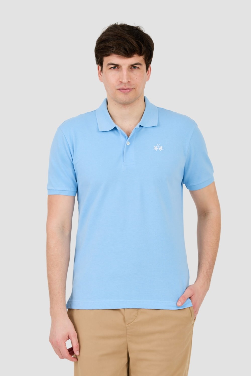 LA MARTINA Błękitne polo z małym logo