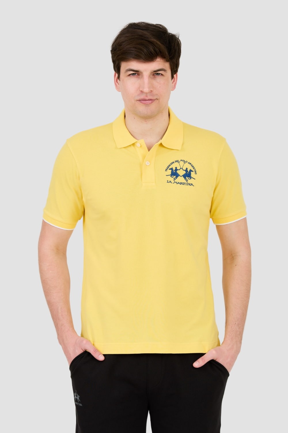 LA MARTINA Żółte polo z dużym logo