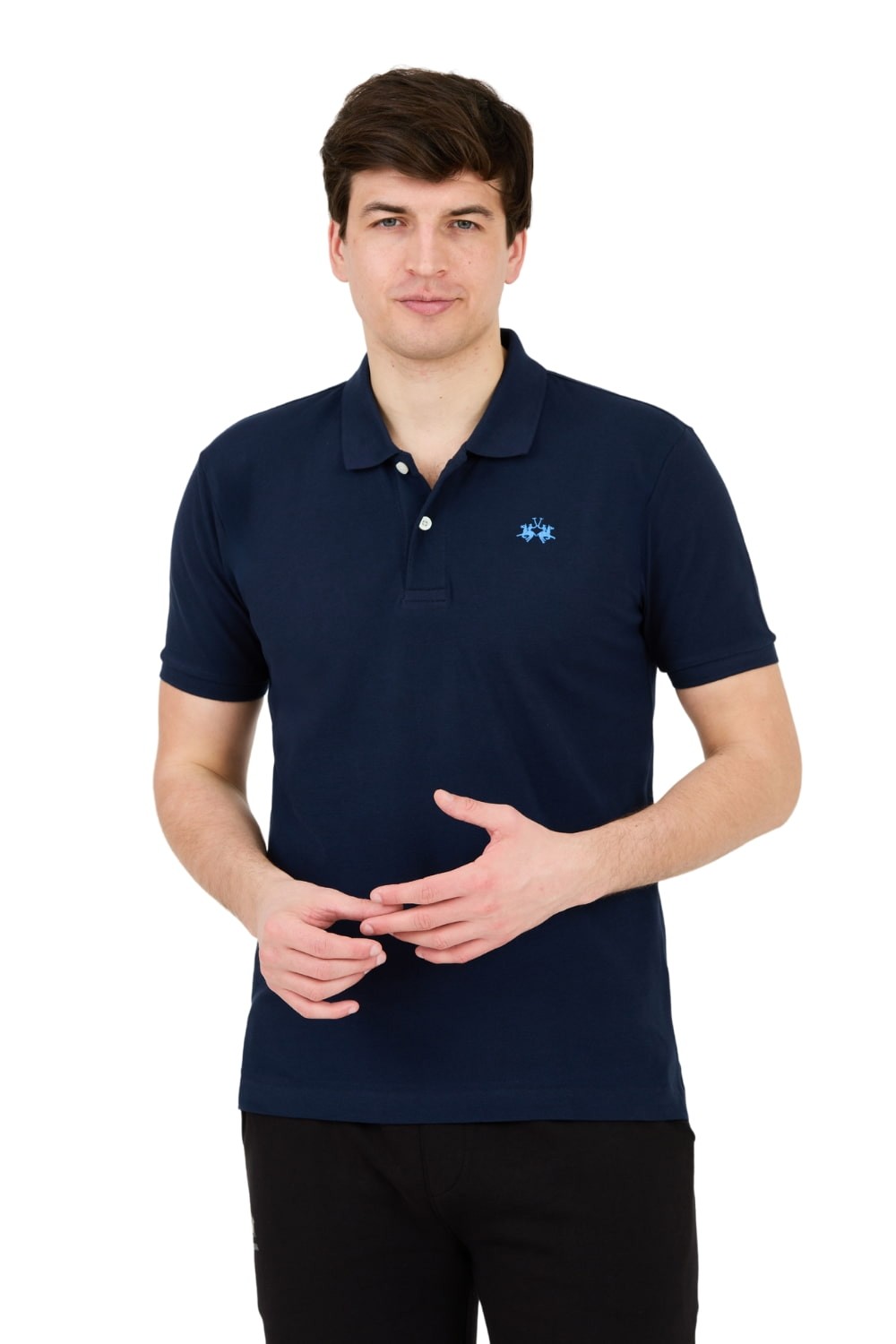 LA MARTINA Granatowe polo z małym logo