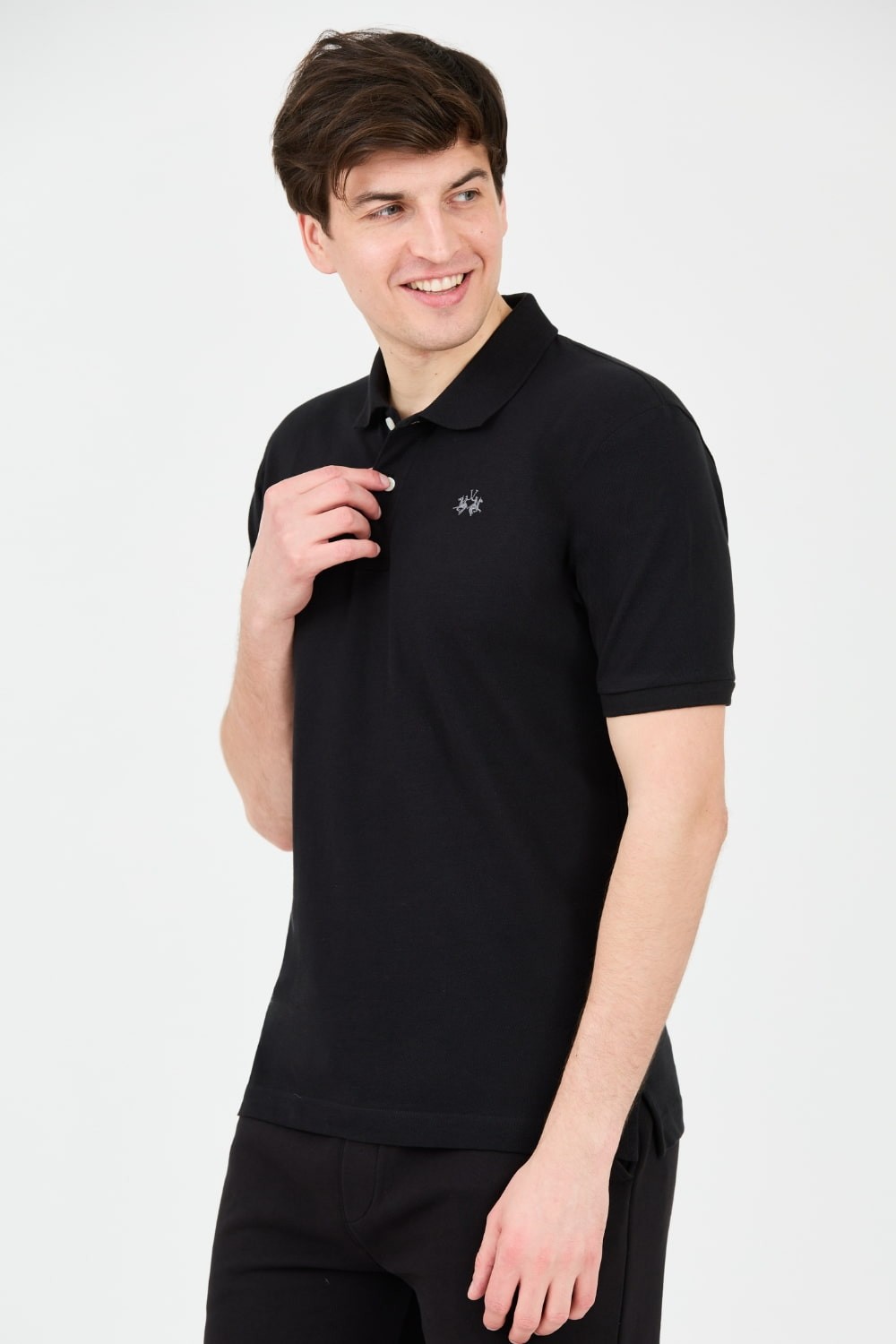 LA MARTINA Czarne polo z małym logo