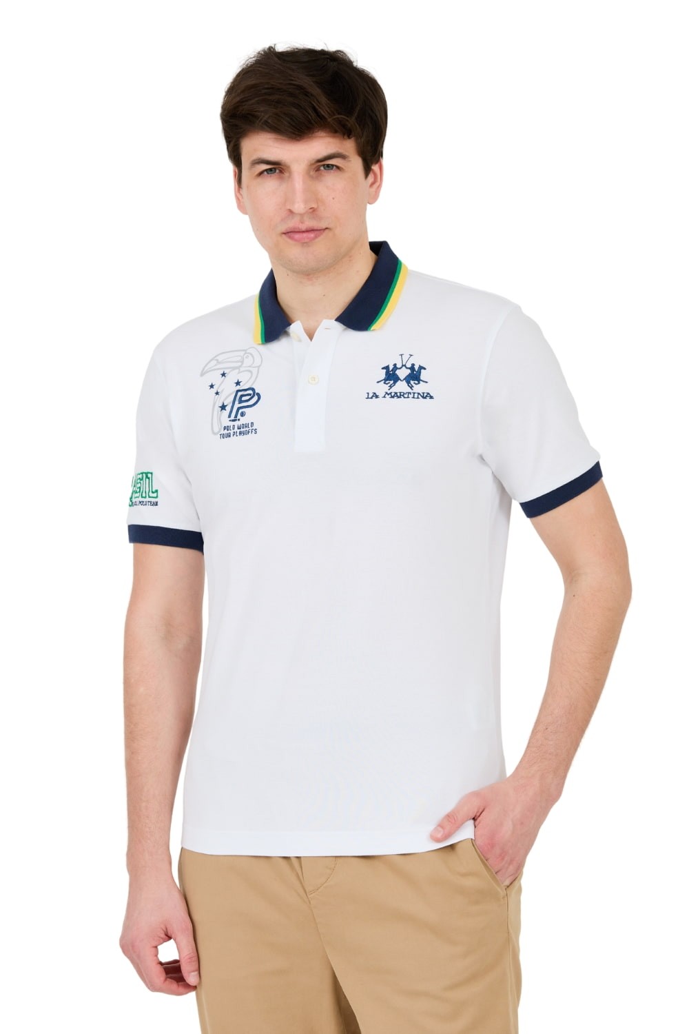 LA MARTINA Białe polo z dużym logo