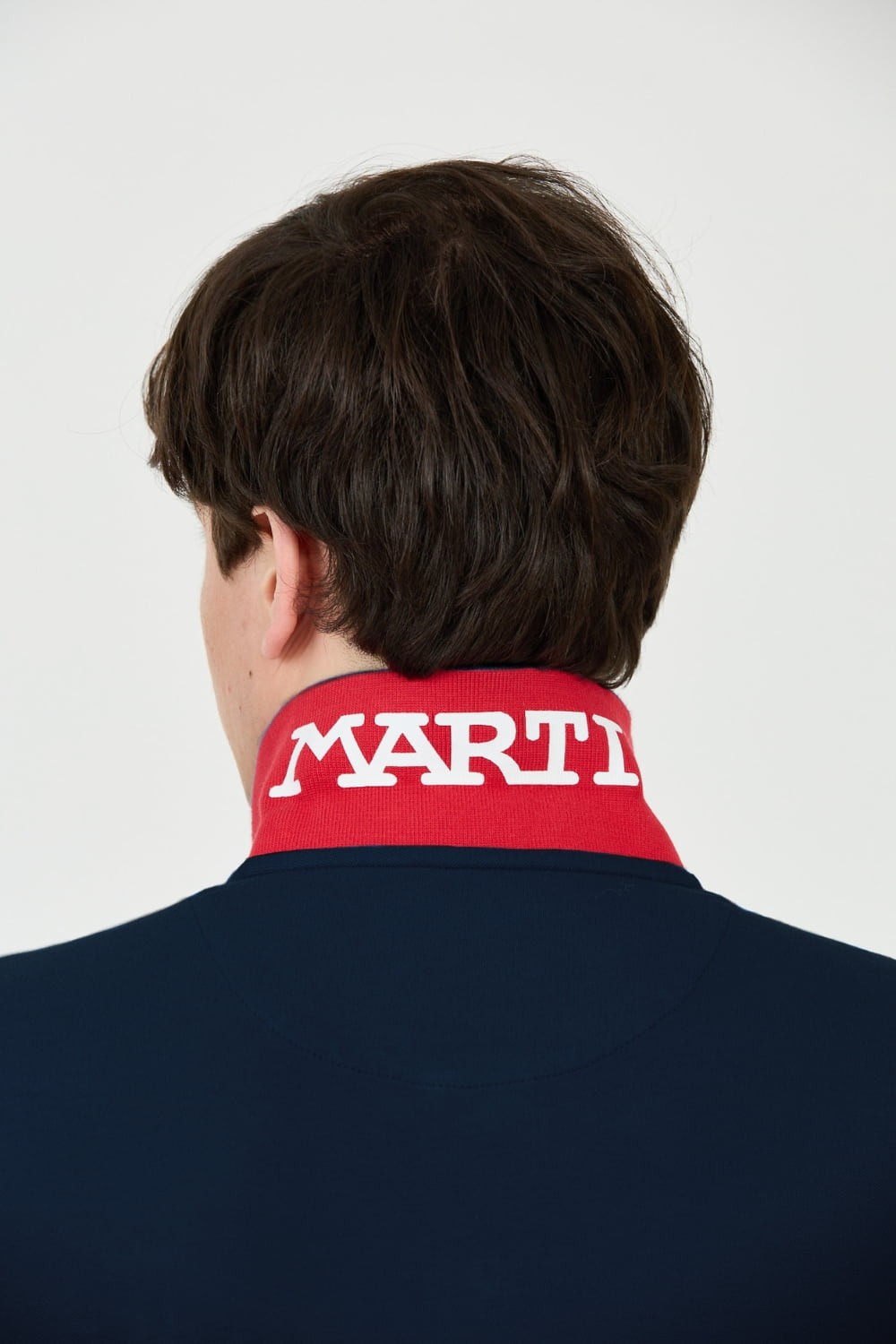 LA MARTINA Granatowe polo z dużym czerwonym logo