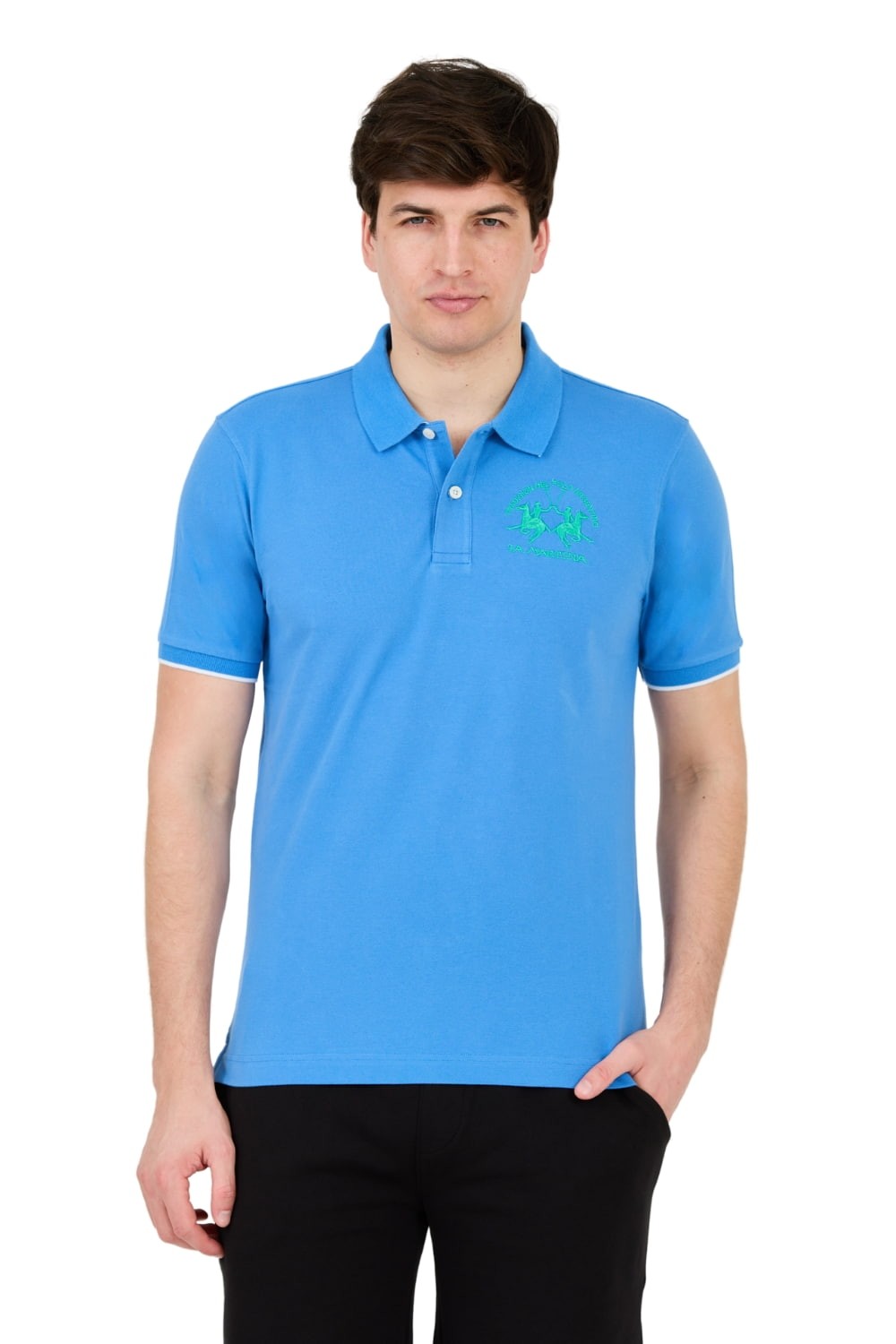 LA MARTINA Синє поло з великим логотипом