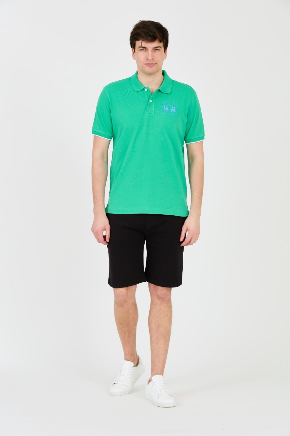 LA MARTINA Green polo with large logo