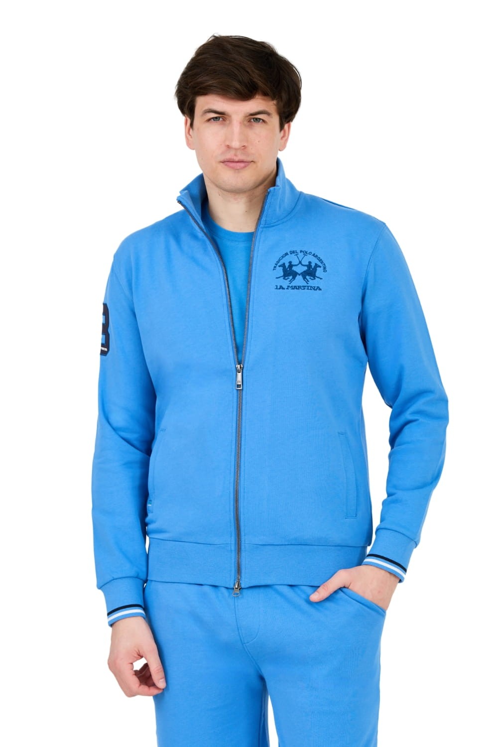 Синій світшот LA MARTINA з розстібнутими ґудзиками