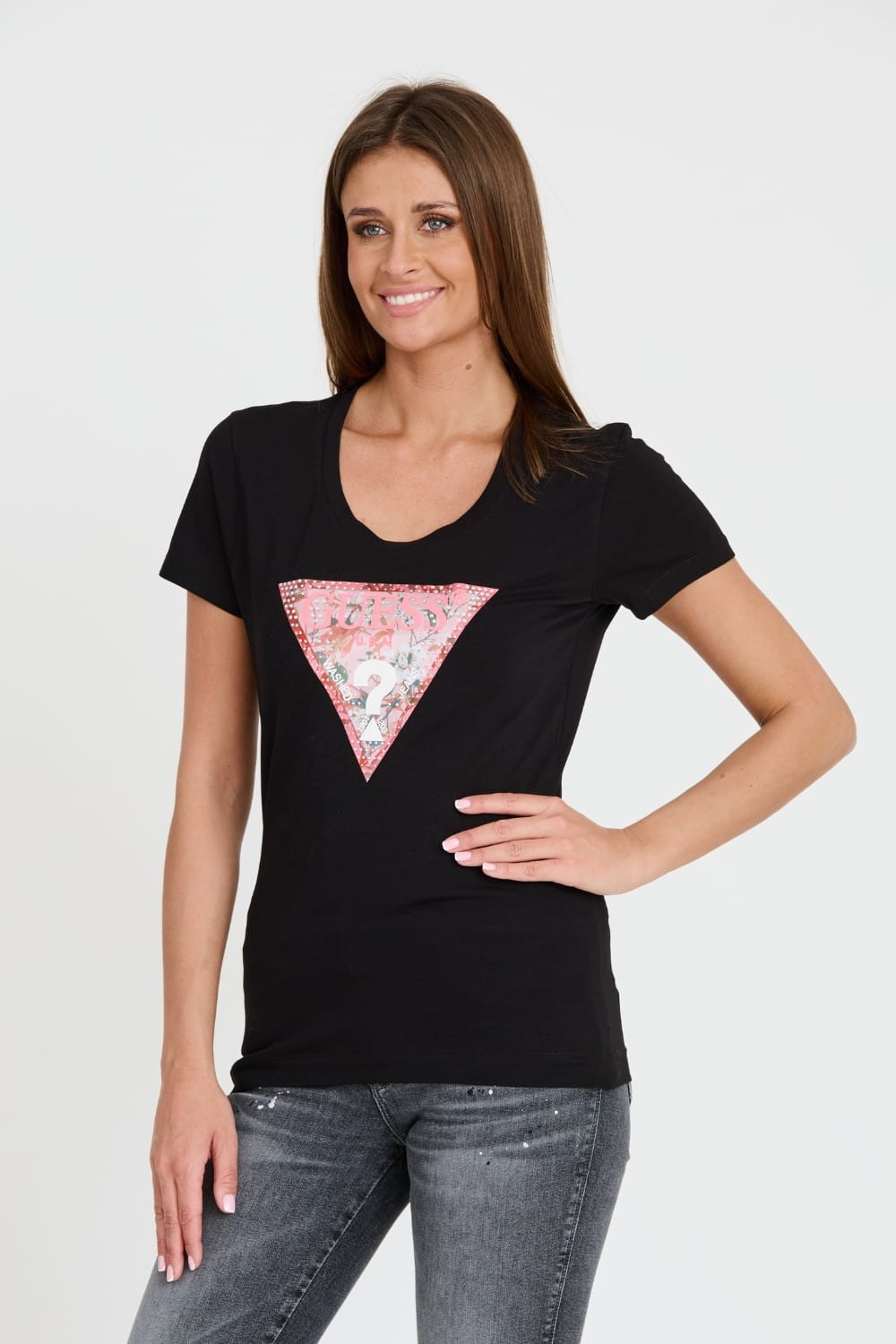 GUESS Black Satin Triangle Tee