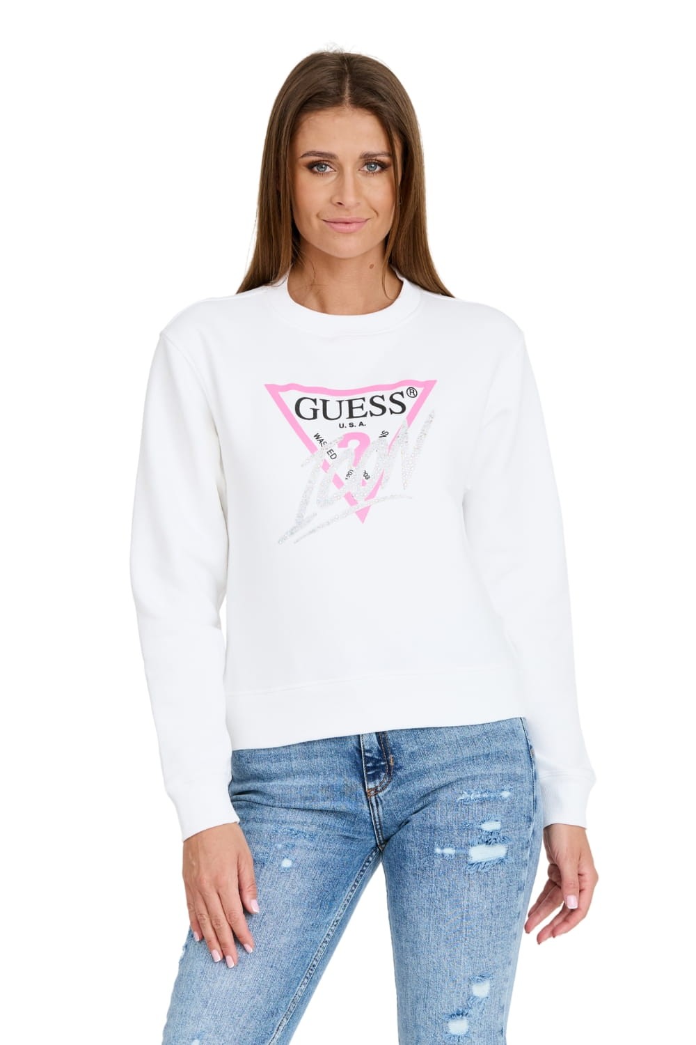 GUESS Biała bluza Cn Icon