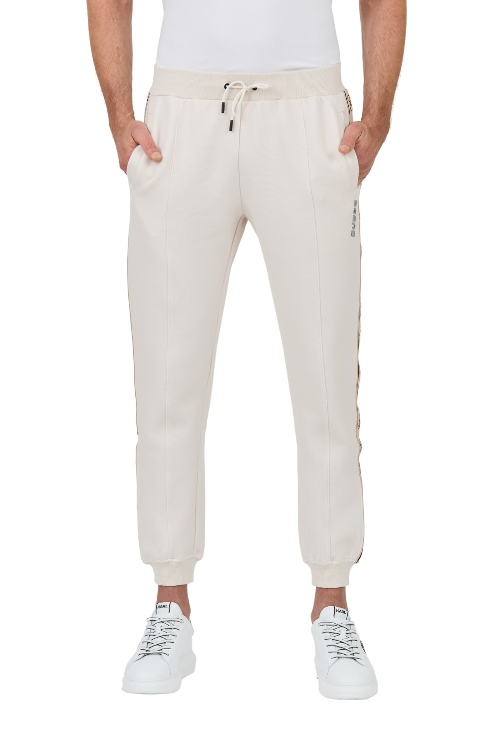 GUESS Beżowe spodnie Mickey Cuff Pant