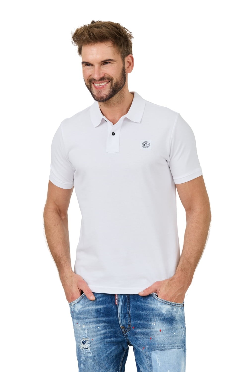 GUESS Białe polo Washed